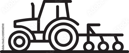 Black tractor icon with plow