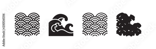 Four wave icons in different styles