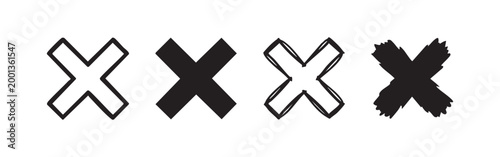 Four cross icons in different styles