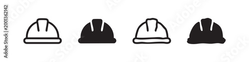 Photos Safety Hard Hat Construction Helmet Icon Set in Outline Solid and Hand Drawn Ver
