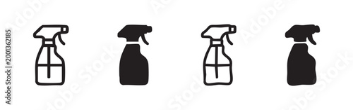 Cleaning Spray Bottle Icon Set for Chemical Products and Disinfection Designs