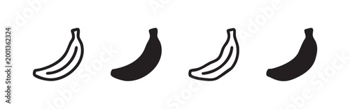 Banana Icon Collection - Outline, Solid, and Hand-Drawn Fruit Symbols