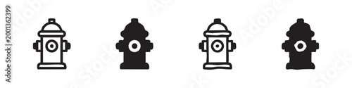 Fire Hydrant Icon Collection - Public Safety Symbols in Line, Solid, and Doodle Styles