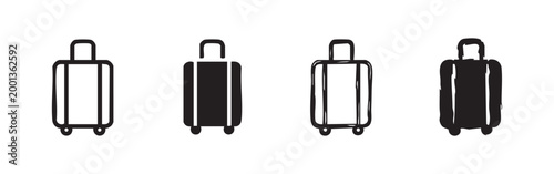 Tableau sur toile Luggage Suitcase Icon Collection - Travel Bag Symbols for Vacation and Business