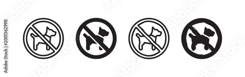 Set of hand-drawn outline and filled no dogs allowed sign icons