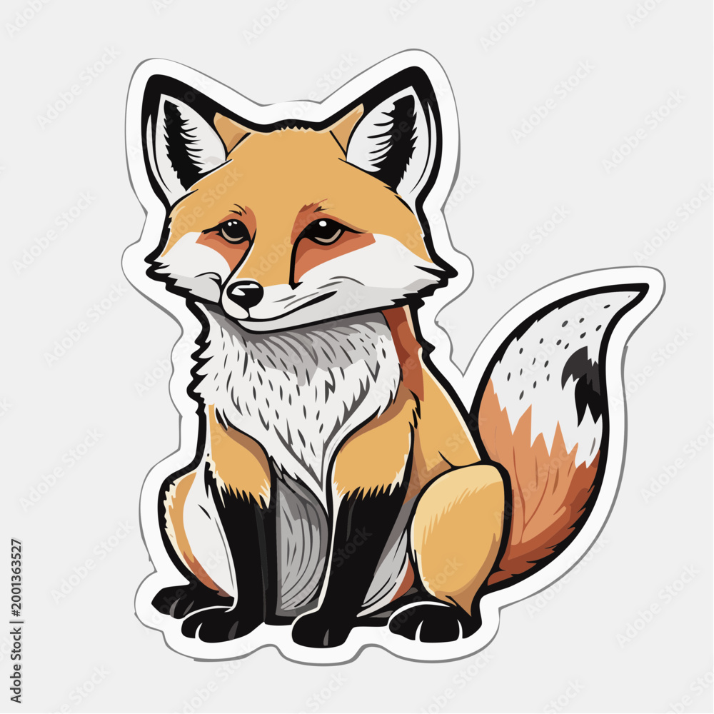 Obraz premium Cute Cartoon Fox Sitting