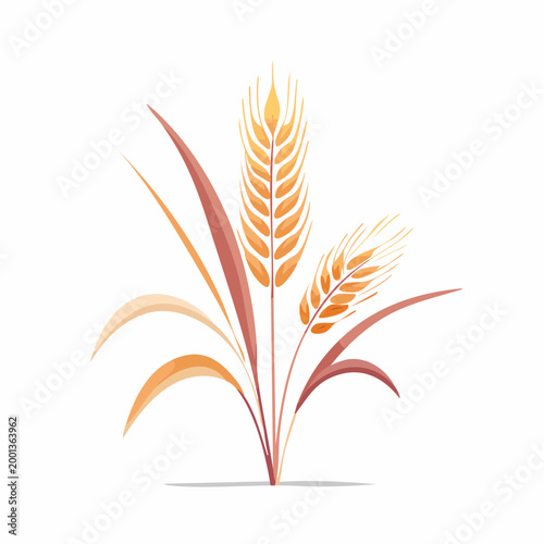Wheat stalks with leaves illustration