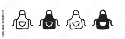 Set of four apron icons in black and white styles