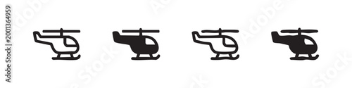 Set of simple helicopter icons in outline and solid fill styles