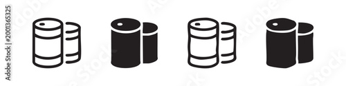 Set of simple cylindrical container icons in outline and solid fill