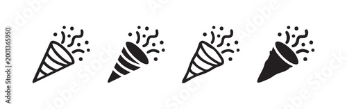 Set of four party popper icons