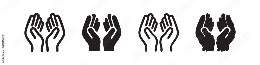 Obraz premium Set of four cupped hands icons