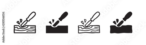 Set of four chisel and wood icons