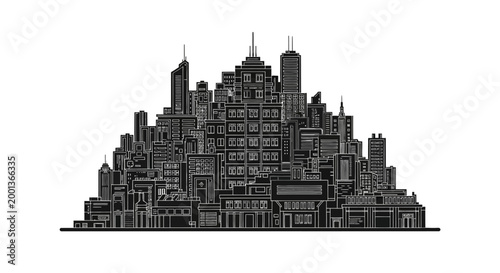 Cityscape silhouette of modern buildings ? urban skyline design element
