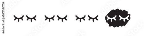 Four styles of closed eye icons, including a detailed version, on white