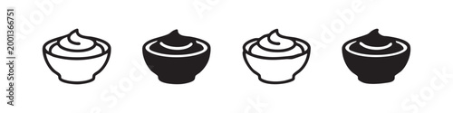Four stylized ice cream cone icons in different styles on white background
