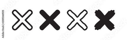 Four cross or X mark icons in different styles on white background