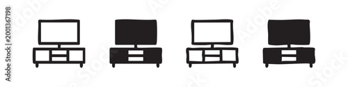 Set of Water Cooler Icons: Two Line Art, Two Solid Black Silhouettes