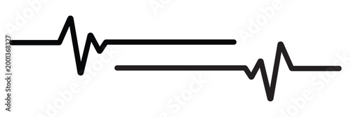 Heartbeat Line and ECG Pulse Icons Set – Cardiovascular Health Monitor, Medical EKG Symbol Vector Illustration in Black 
and Red on White Background