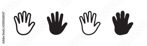 Hand Icons Set, Palm and Gesture Symbols for Hello and Stop Signals