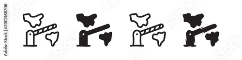 Toll Gate Icons Set, Parking Barrier and Border Symbols for Traffic and Security