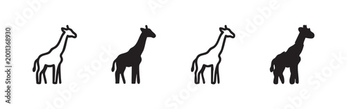 Giraffe icon set with various animal silhouette and outline styles