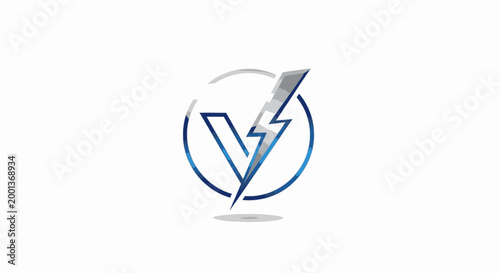 Abstract Lightning Bolt V Lettermark for Luxury EV Brand Identity, 