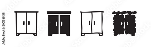 Wardrobe and closet furniture icon set for home interior