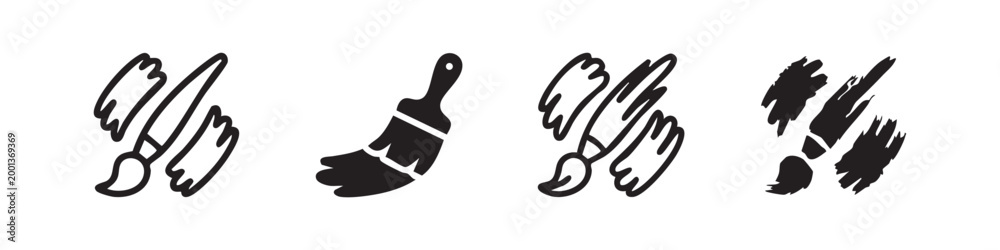 Obraz premium Hand-Drawn Paintbrush and Stroke Icons - Art and Creativity Symbols