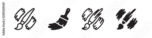 Hand-Drawn Paintbrush and Stroke Icons - Art and Creativity Symbols