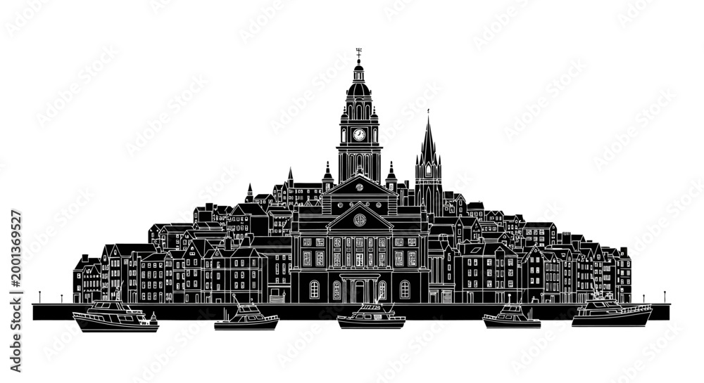 Obraz premium Edinburgh Skyline Silhouette ? Detailed Cityscape Vector Illustration