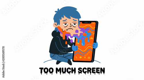 Overwhelmed by Technology A Man Drowning in the Digital World of Excessive Screen Time