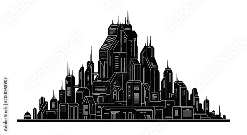 Futuristic City Silhouette ? Modern Urban Skyline Vector Illustration
