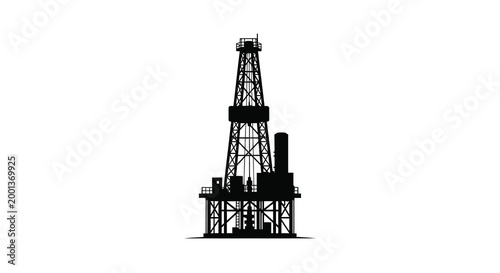 oil rig silhouette on white background high quality professional detailed modern elegant stylish clean crisp vibrant colorful digital creative innovative