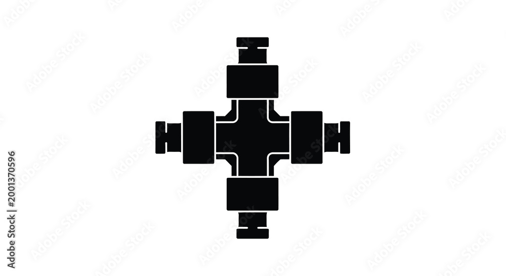 Fototapeta premium cross shaped mechanical component silhouette on white background high quality professional detailed modern elegant stylish clean crisp vibrant colorful digital