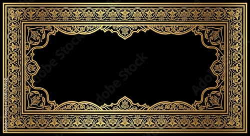 Frame features an ornate gold border with intricate floral patterns.