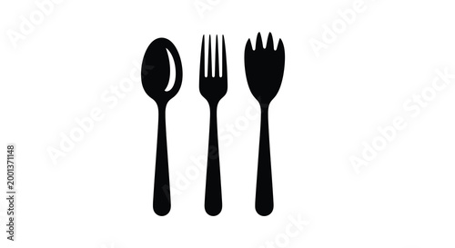 silhouette of spoon fork and spatula on white background high quality professional detailed modern elegant stylish clean crisp vibrant colorful
