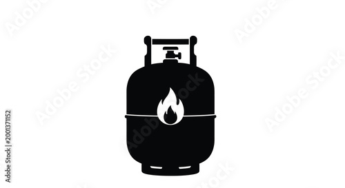 propane tank silhouette with flame icon on white background high quality professional detailed modern elegant stylish clean crisp vibrant colorful