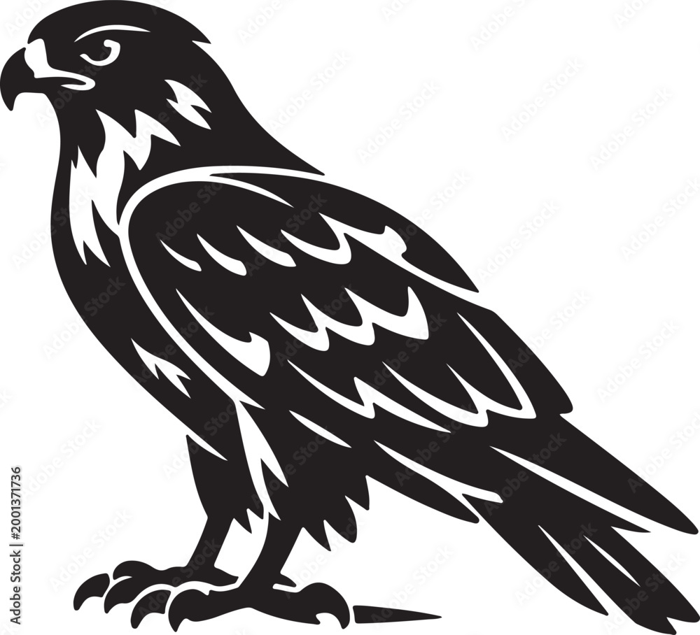 Obraz premium Eagle Bird Silhouette Vector Illustration Side View for Strong Wildlife Logo Branding and Apparel Design