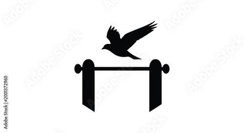 bird silhouette flying above decorative railing black and white high quality professional detailed modern elegant stylish clean crisp vibrant colorful