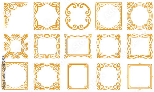 Art Nouveau frames decorative ornate borders vector illustration, elegant retro ornamental frame set
