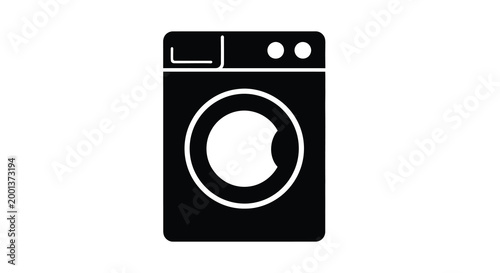 washing machine icon in black and white silhouette high quality professional detailed modern elegant stylish clean crisp vibrant colorful digital