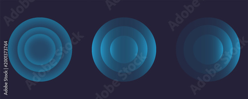 Sound wave. Signal concentric circle. Round light effect. Wifi range. Radio station signal. Water ripple with circle waves. A place or a painful point. Radar screen. Vector effect.