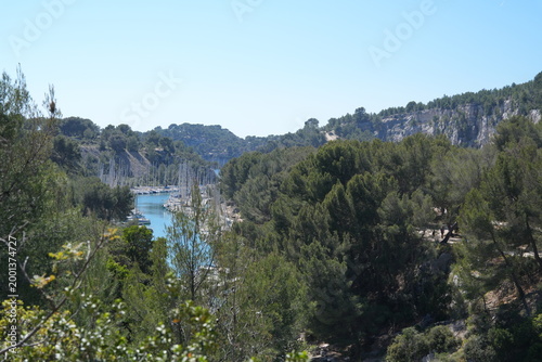 Cassis,France - April 8, 2026: Calanques or majestic cliffs in Parc National des Calanques