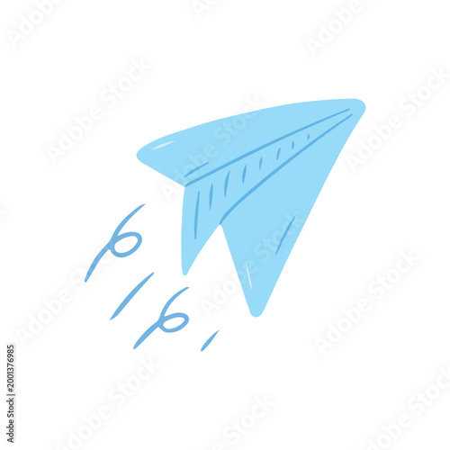 Blue Paper Plane Flying High Illustration