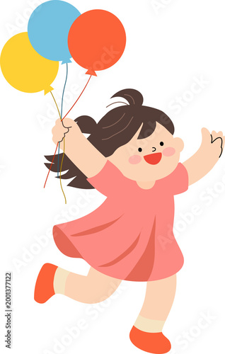 Girl Running with Balloons