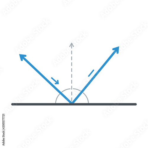 Reflection, refraction, light beams, vector physics diagram, optical illustration, educational graphic