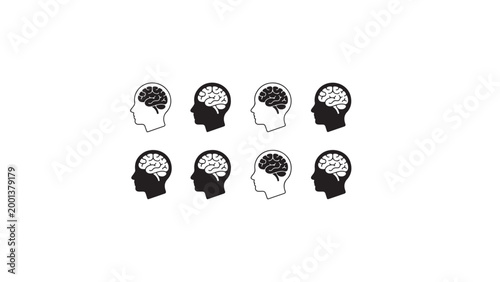 Head profile with brain icons.