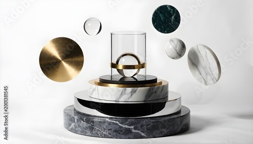 Luxury Cosmetic Product Display Podium with Marble Background, Elegant Beauty Mockup, Premium Skincare Branding Scene, Minimalist Marble Stage for Perfume and Makeup Products