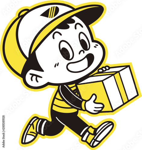Cute Delivery Boy Mascot Vector